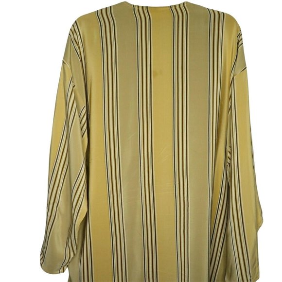 Linda Allard Ellen Tracy Open Drape Front Silk Jacket 12 Strip Silk Kimono Lined - Picture 10 of 12